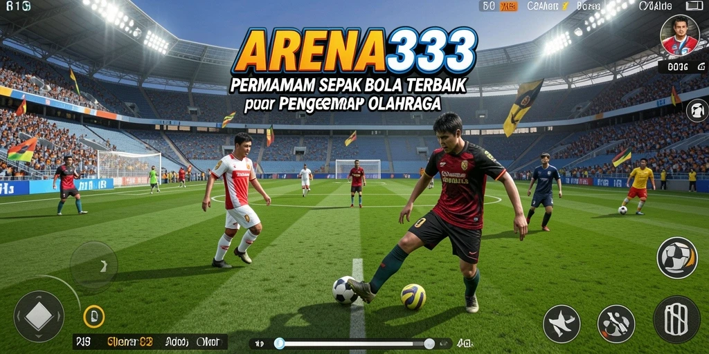 Tangkapan layar utama dari gameplay ARENA333 yang mendebarkan di lapangan sepak bola.