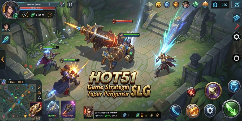 Screenshot HOT51 menampilkan pertempuran epik dalam gameplay SLG.