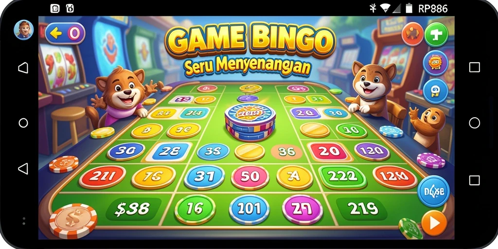 Screenshot utama RP886 menampilkan gameplay Bingo yang seru dan menantang.