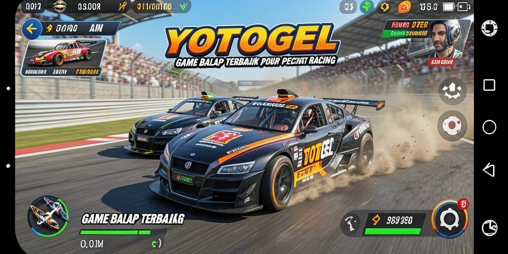 Tampilan gameplay YOTOGEL dengan grafis balapan yang menarik.